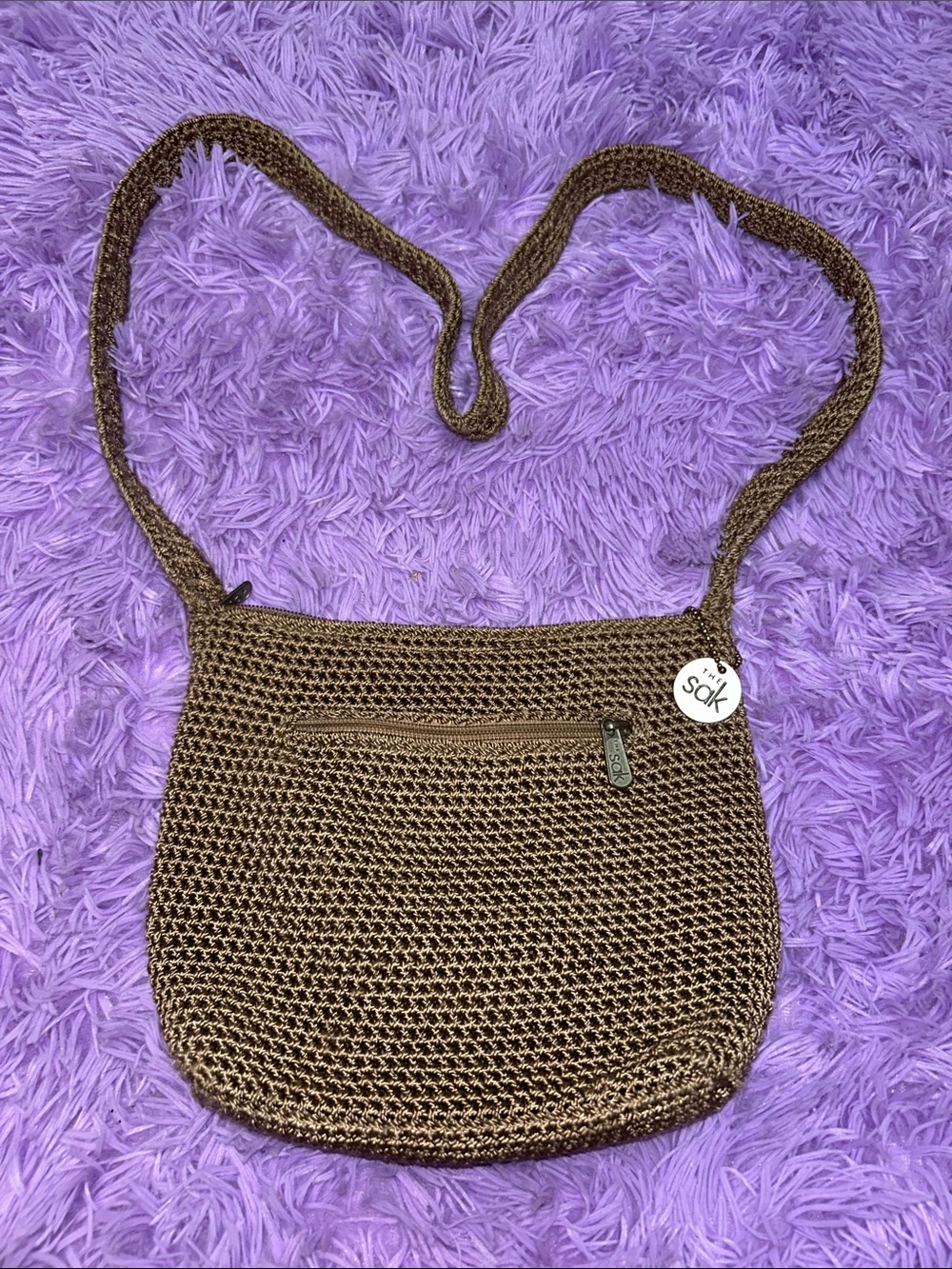 The Sak Brown Woven Crossbody Bag